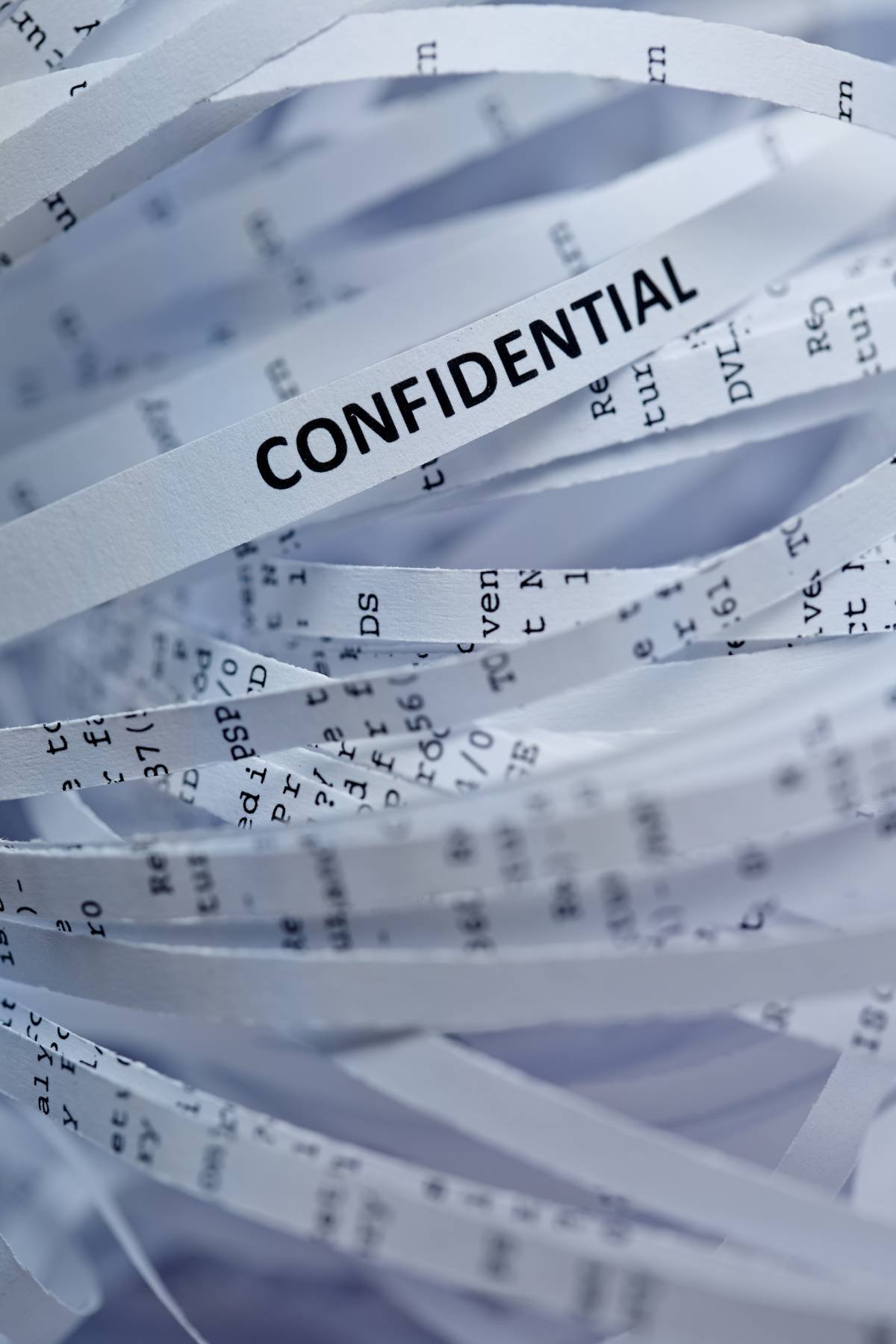 Pile of shredded paper - confidential